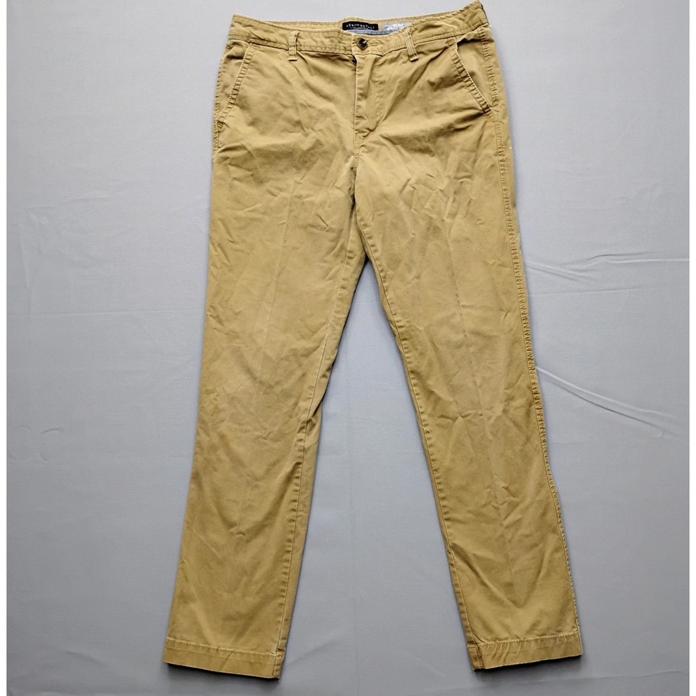 Aeropostale Mens Slim Straight Chino‎ Pants Tan Khaki Stretch 32x32